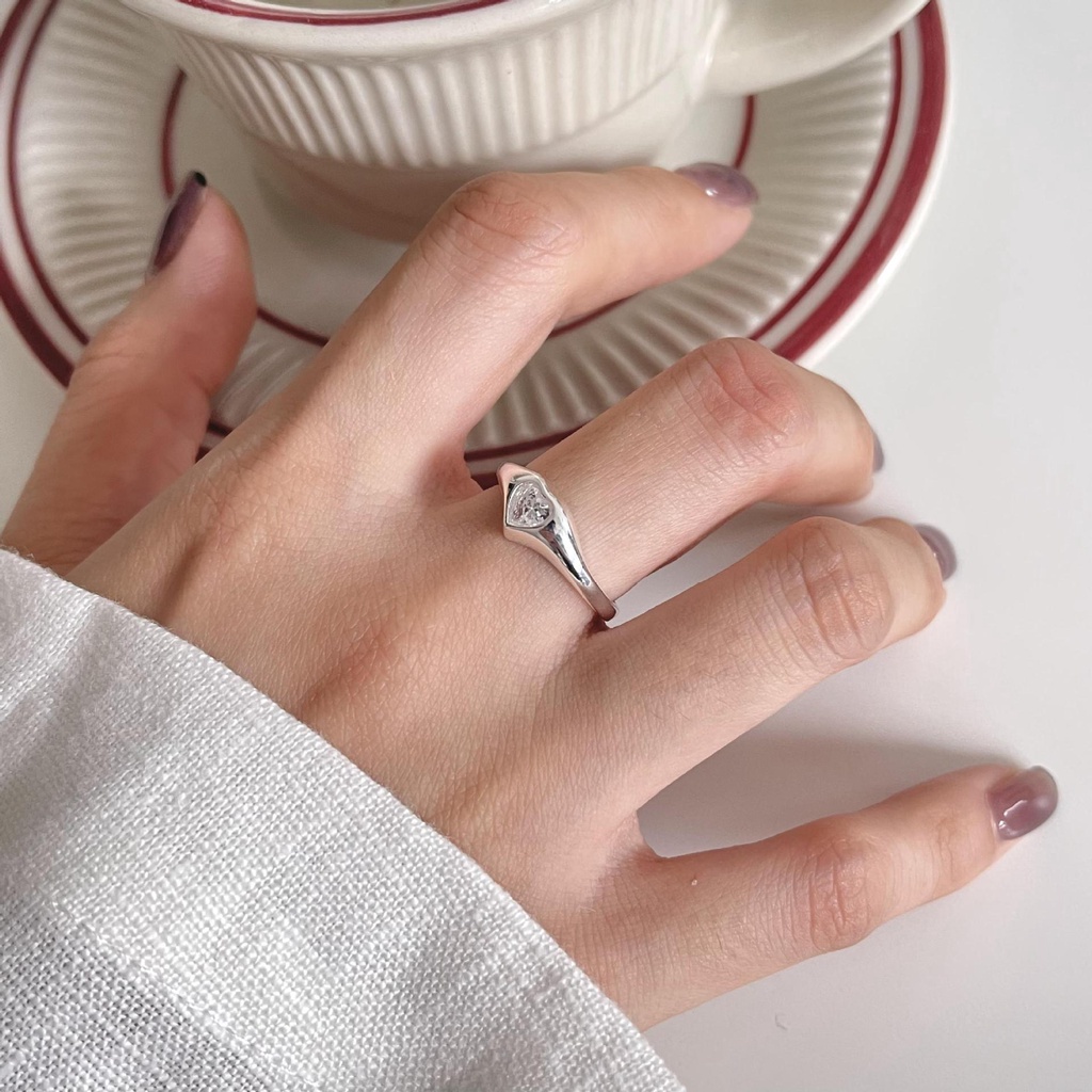 Nhẫn bạc SOFF CLUB S925 - Nhẫn tim đá trắng lấp lánh