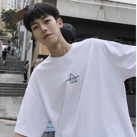 AT0103 Áo thun Unisex phong cách Hàn Quốc tay lỡ, dáng rộng TAM GIÁC, Áo phông cotton nam nữ 2 màu đen trắng | BigBuy360 - bigbuy360.vn