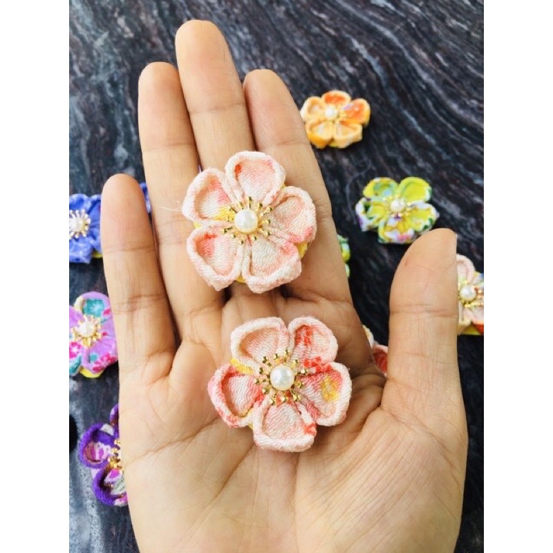 Vải Chirimen cắt sẵn 3x3cm - vải làm hoa Kanzashi