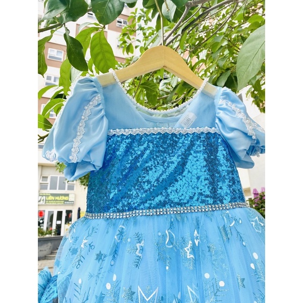 Váy công chúa elsa, đầm công chúa bé gái nữ hoàng elsa princess có áo choàng vương miệng elsa MARY PRINCESS