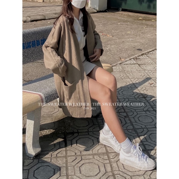Áo khoác cardigan len thừng dáng dài kèm đai chất đẹp ( Ảnh thật ) | BigBuy360 - bigbuy360.vn