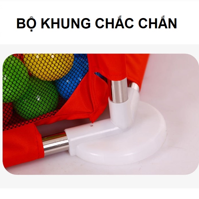 Quây bóng cho bé kiêm cũi nhà banh có rổ khung inox hình lục giác siêu chắc chắn tặng 10 bóng, quà tặng sinh nhật