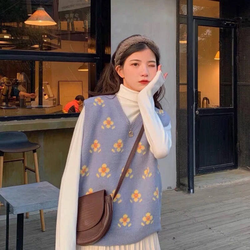 Áo Khoác Len Không Tay Cổ Chữ V Thời Trang Cho Nữ