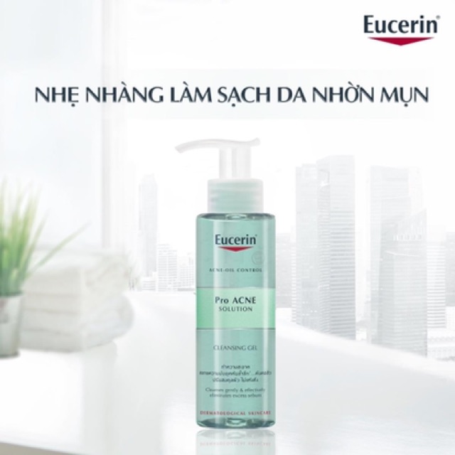 Gel rửa mặt giảm mụn Eucerin ProAcne Solution Cleansing Gel