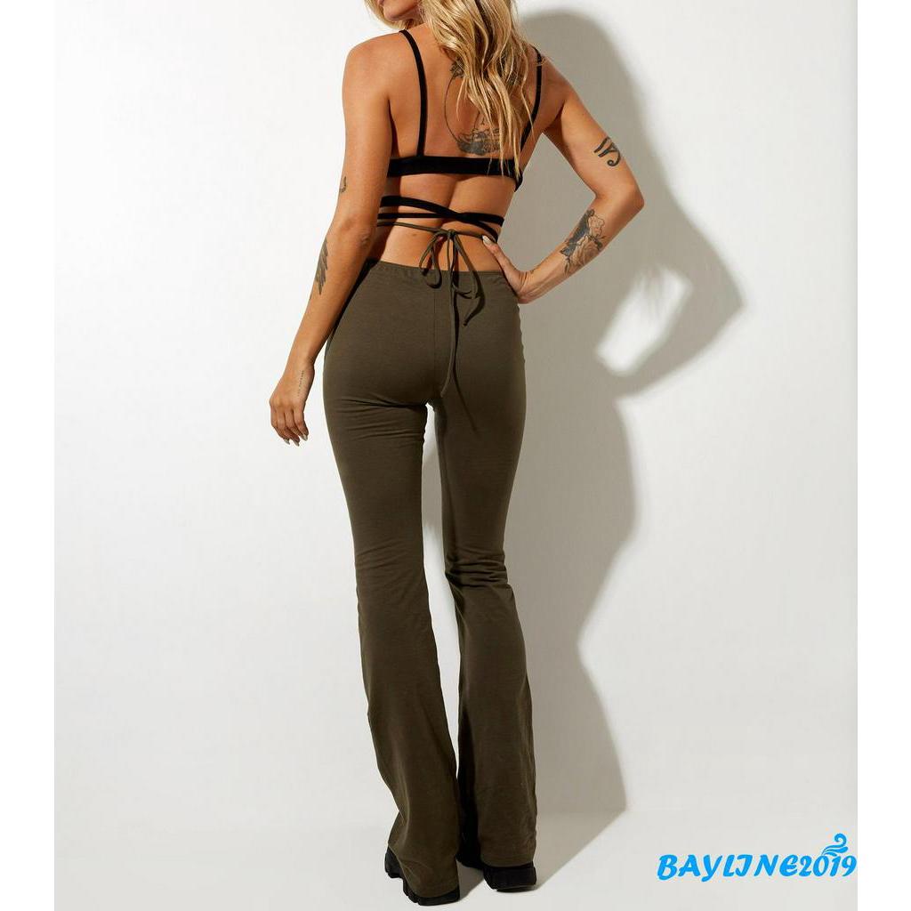 Quần Dài Lưng Cao Màu Trơn Thời Trang Cho Nữ