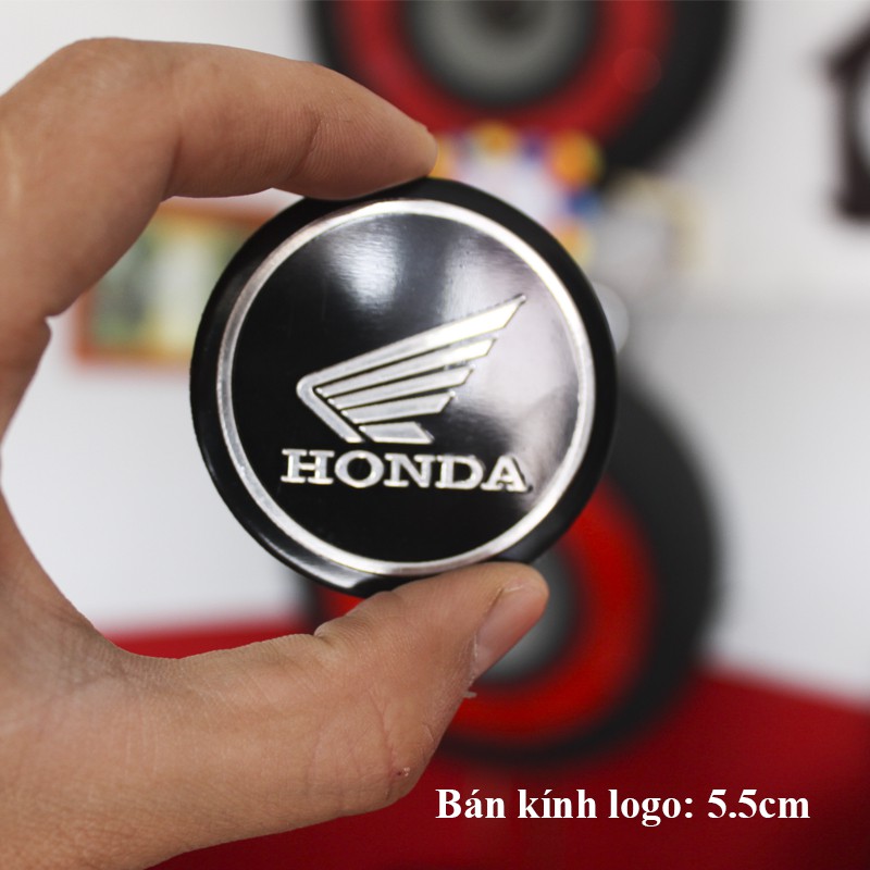 Bộ 2 Logo Tròn Honda nhôm kim loại Dán keo 3M