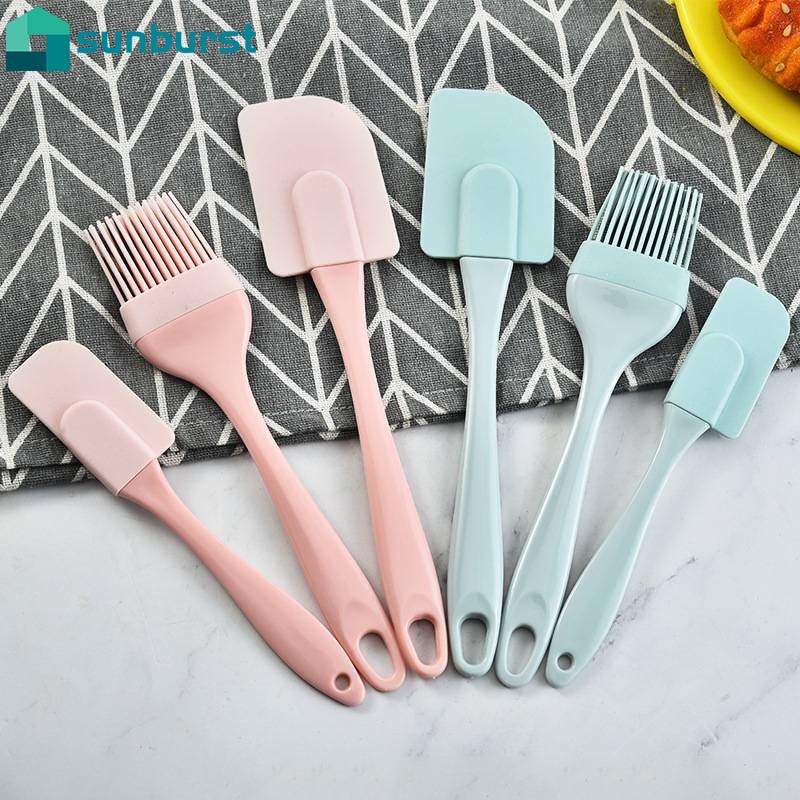 Set 3 thìa phết kem/bơ/dầu làm bánh kem/bánh mì silicone không dính đa năng cho nhà bếp