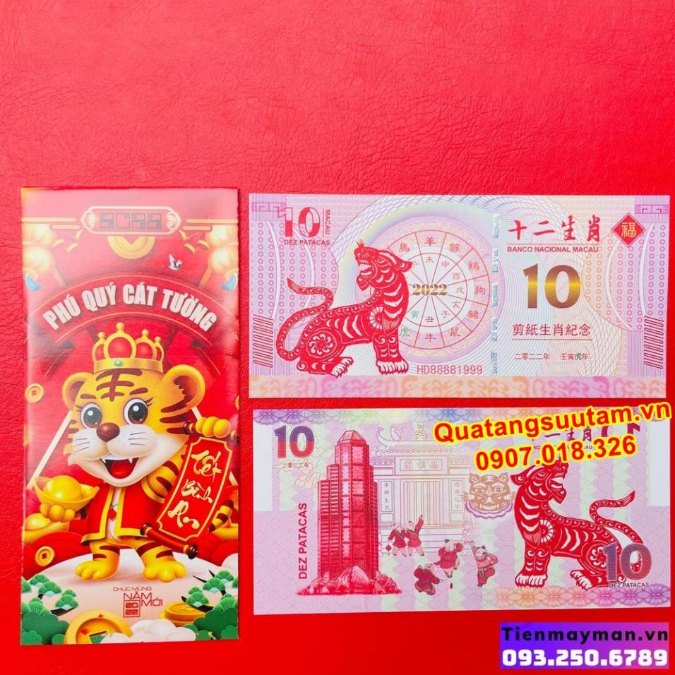 [RƯỚC LỘC] Lì xì Tết tiền hình con Hổ Macao 10 Patacas năm 2022, Quà Tết 2022