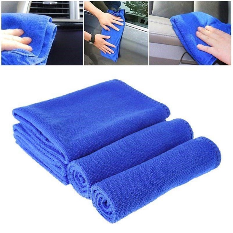 1 Khăn Sợi Nhỏ Màu Xanh Dương 30Cm x 30Cm Lau Xe Hơi
