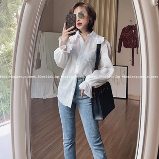 Sơ mi nhăn cổ sen