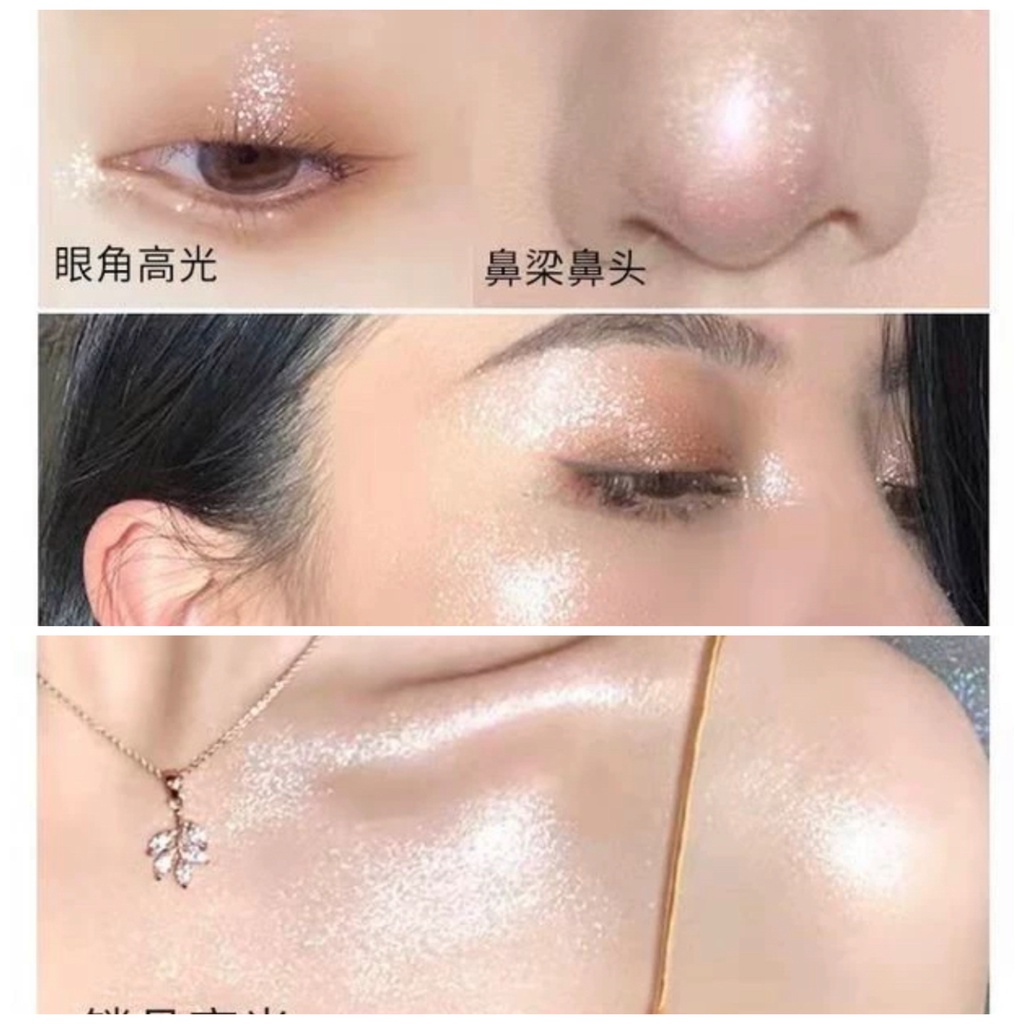 Phấn bắt sáng Hightlight Hudapro 3 màu ánh nhũ bạc- vàng- hồng
