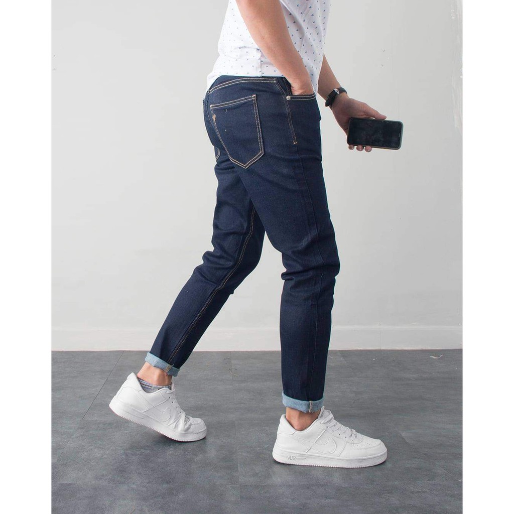 Quần jeans nam dáng côn màu đen [Trơn & Rách gối ] ❤ Jeans cao cấp | BigBuy360 - bigbuy360.vn