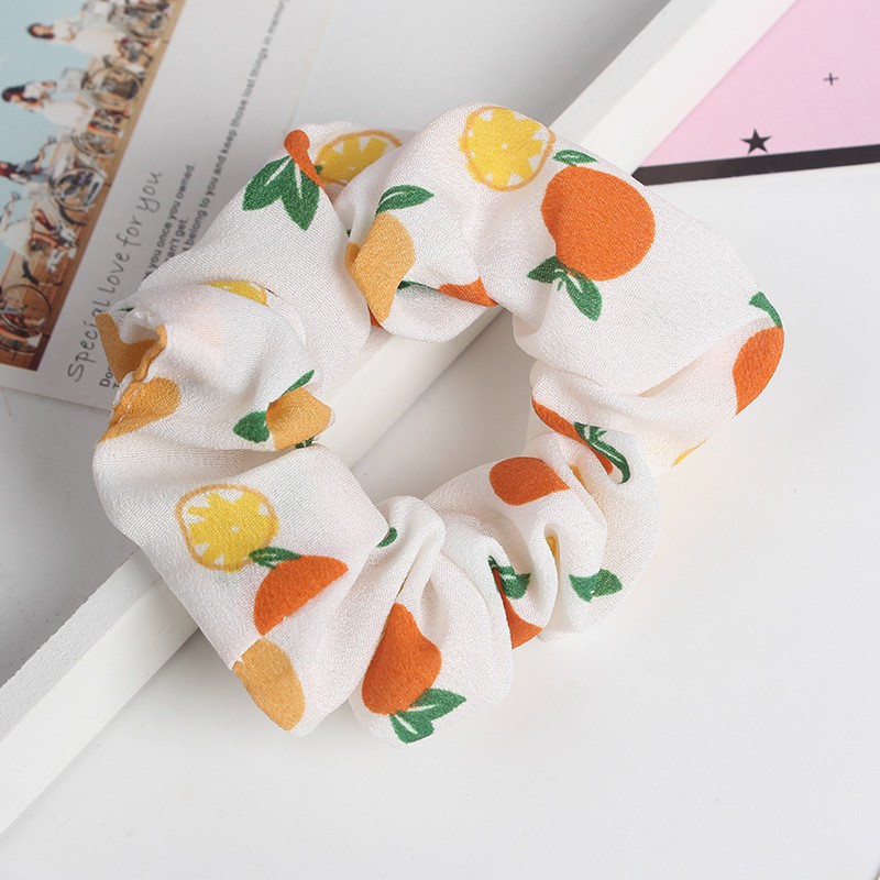 Dây Buộc Tóc Vải Scrunchies Dây Cột Tóc Họa Tiết Trái Cây Siêu Xinh