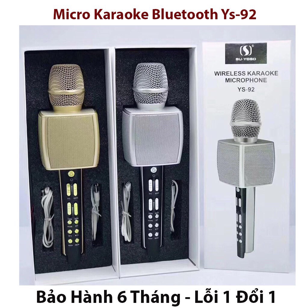 MIC KARAOKE BLUETOOTH YS 92 - MICRO KÈM LOA CAO CẤP  - LIVESTREAM - ÂM THANH SỐNG ĐỘNG - THẺ NHỚ - GHI ÂM