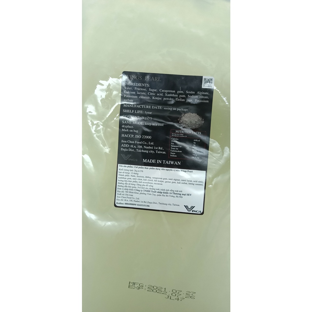Thạch trân châu trắng wings 2kg