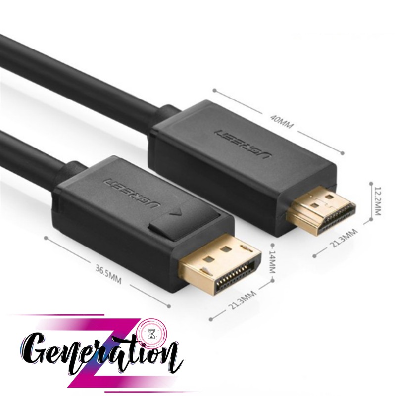 [Mã ELFLASH5 giảm 20K đơn 50K] Cáp chuyển Displayport sang HDMI thuần đồng Ugreen dài 1M - 1.5M - 2M - 3M - 5M