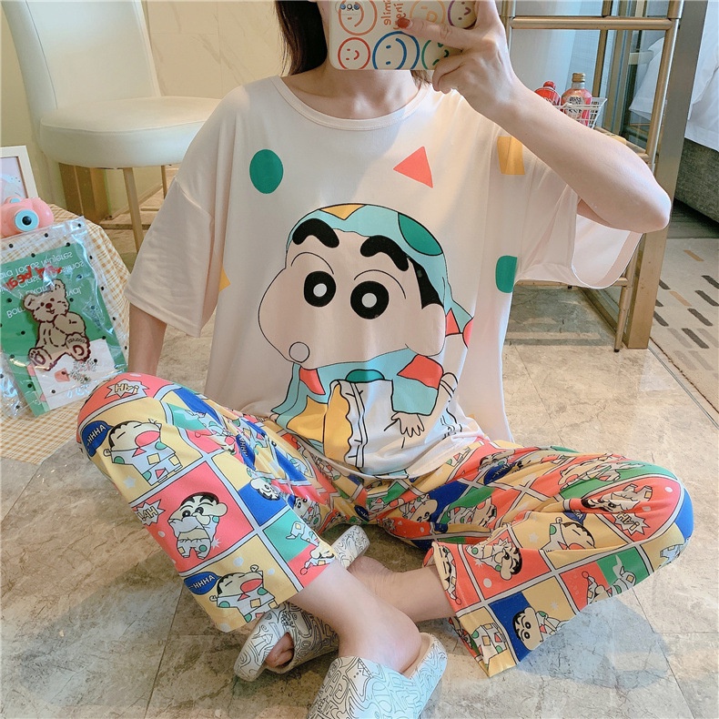 Đồ bộ nữ quần dài bigsize TOZZO chất thun cotton  cute dễ thương mặc ở nhà mùa hè phong cách hàn quốc BCD01