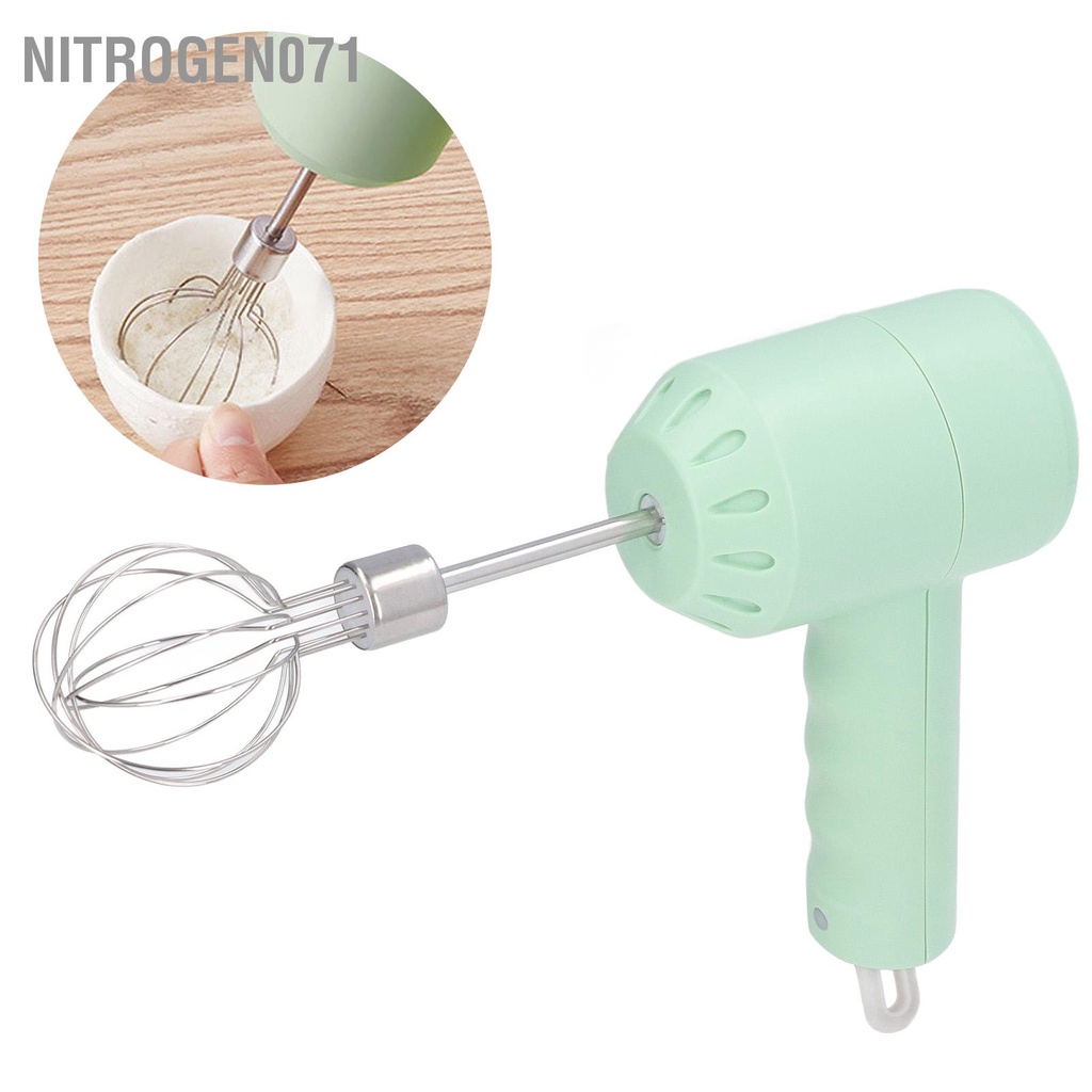 Nitrogen071 Máy trộn cầm tay không dây điện Hộ gia đình nhỏ 3 tốc độ thay đổi đánh trứng cho nhà bếp Nướng màu xanh lá cây