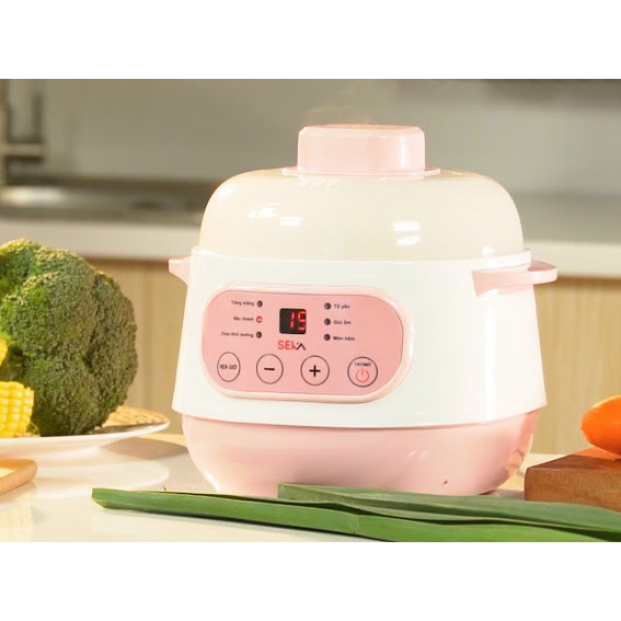 Nồi Nấu Cháo Chậm Cho Bé Ăn Dặm SEKA. Nồi Hầm Cháo, Kho Cá Chậm, Hầm Cách Thủy, Ninh Cháo Cho Bé 4 In 1,Hàng chính hãng