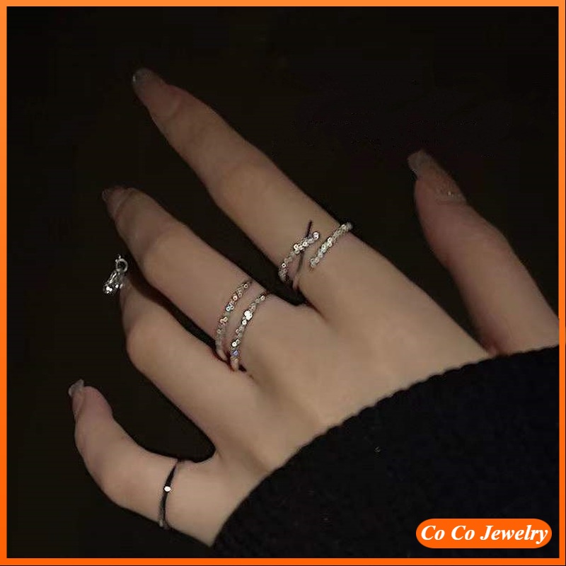 Nhẫn Đính Đá Zircon Dạng Hở Kiểu Dáng Sang Trọng Thời Trang Cho Nữ
