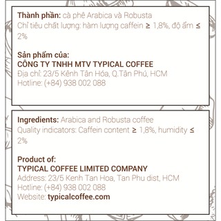 Cà Phê Túi Lọc vị đậm đà 100% Robusta - Typical Coffee
