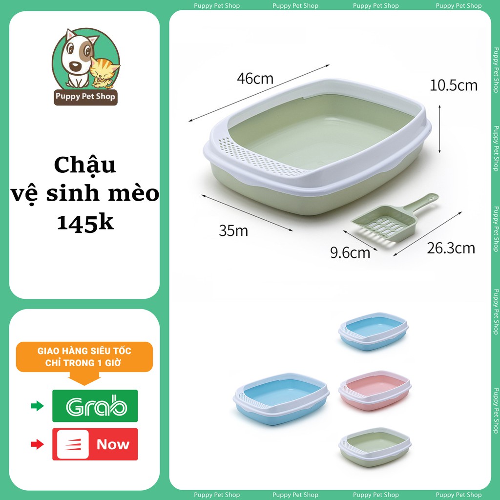 Chậu Vệ Sinh, Chậu Cát Cho Mèo cửa ngang- Tặng kèm xẻng