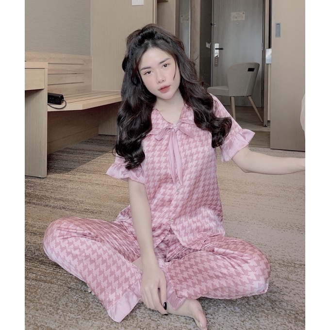 Đồ Ngủ Nữ�Đồ Bộ Pijama Lụa Tay Ngắn-Quần Dài Xinh Xắn 💖Chất Liệu Satin Siêu Mát | BigBuy360 - bigbuy360.vn