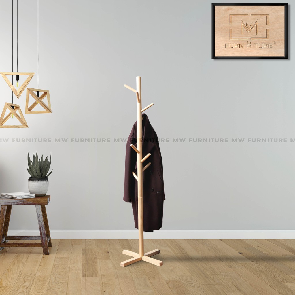 CÂY TREO QUẦN ÁO HÀN QUỐC BẰNG GỖ TỰ NHIÊN - STANDING HANGER NATURAL - GUM 스탠드행거