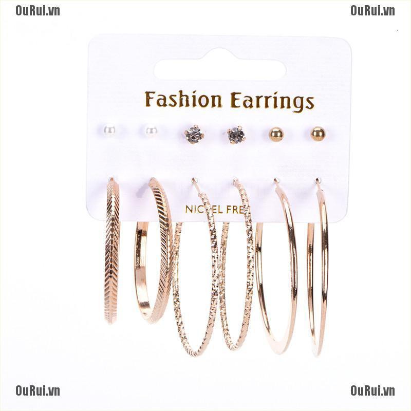 Bộ 6 Đôi Bông Tai Hợp Thời Trang Cho Nữ