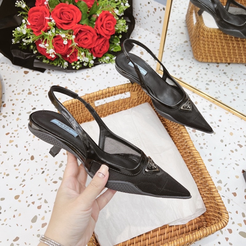 Sandal prd lưới mũi nhọn gót nhú fullbox