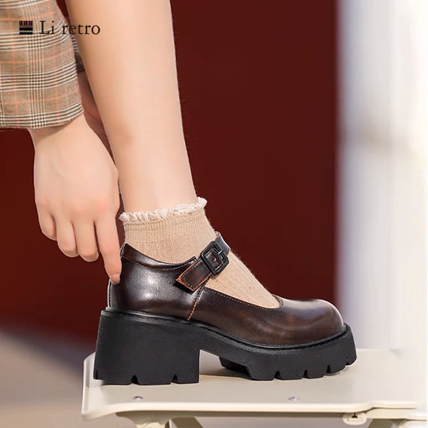 Platform Mary Jane shoes - Giày da Li retro, MZDL shoes