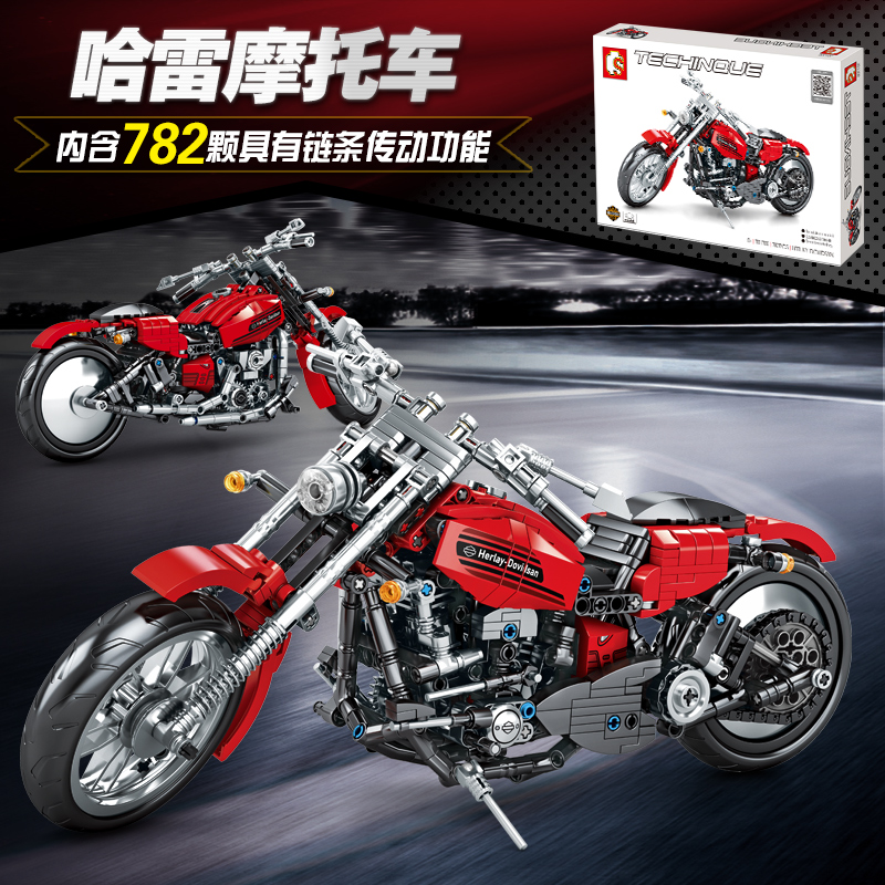 Lego xe máy Harley loạt YAMAHA Ducati HONDA Xe máy lắp ráp đồ chơi mô hình cậu bé