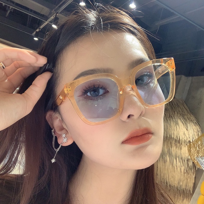 Phiên bản Hàn Quốc Kính râm nữ hình vuông UV400 Đen kính râm kính râm nam và nữ