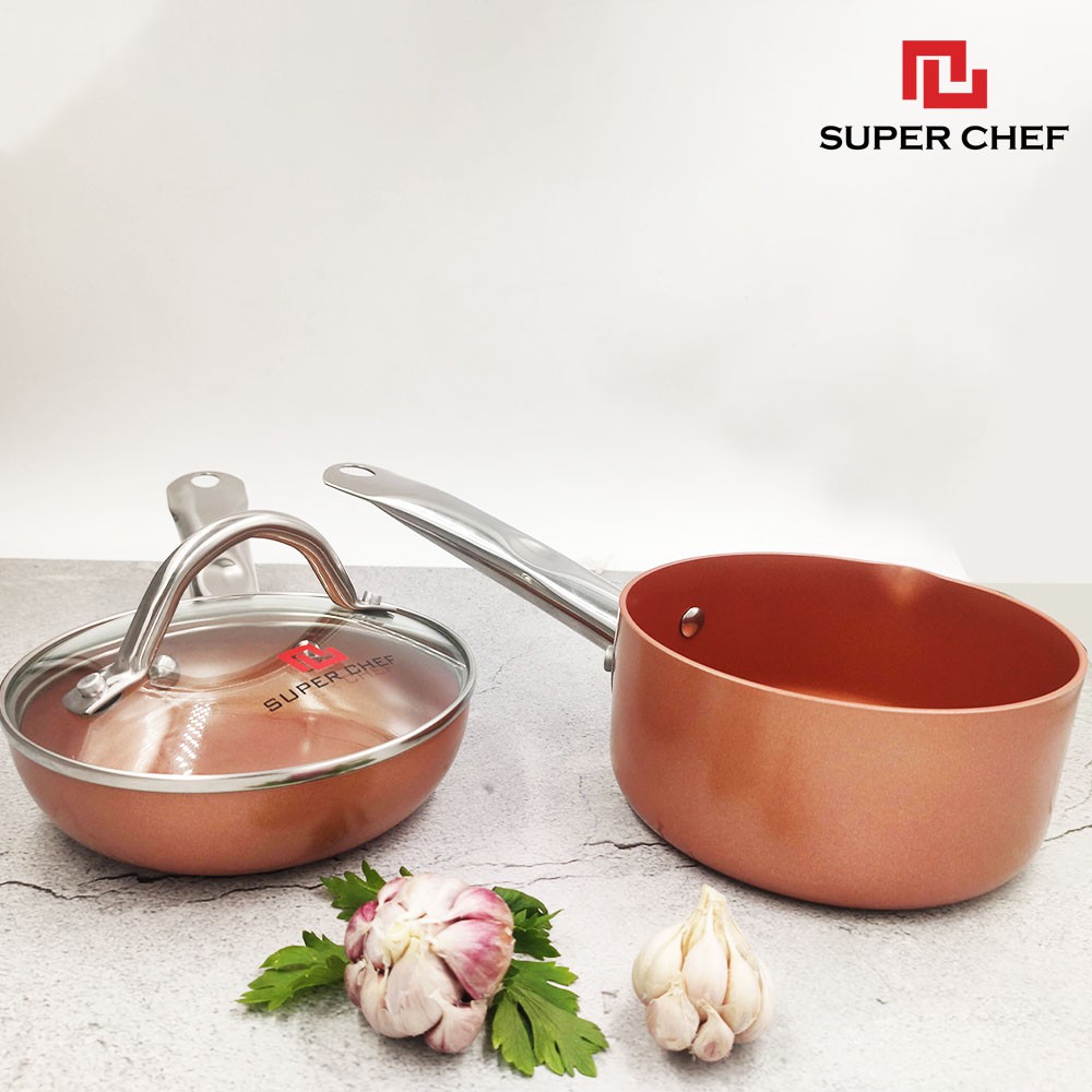 BỘ NỒI CHẢO CHỐNG DÍNH CERAMIC NHỎ NẤU CHÁO CHO BÉ SUPER CHEF