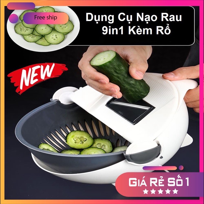 Bộ Dụng Cụ Thông Minh Nạo Rau - Củ - Quả Kèm Rổ 9 Trong 1 Đa Năng