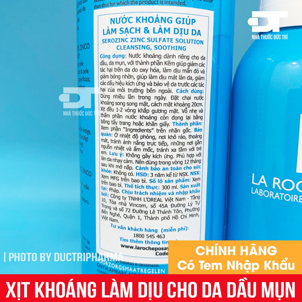 [CHÍNH HÃNG] Xịt Khoáng Làm Sạch Và Làm Dịu Da Cho Da Dầu Mụn La Roche-Posay Serozinc