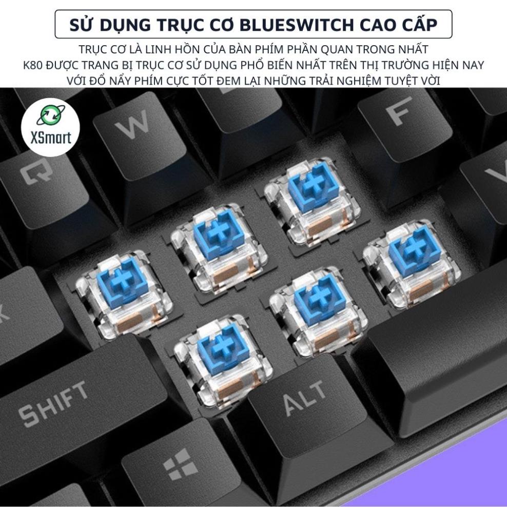 Bàn Phím Cơ Máy Tính Gaming XSMART K80 Blue Switch LED RGB 20 Chế Độ Cực Đẹp Phiên Bản Mới Nhất 2022 Dùng Cho Laptop, PC