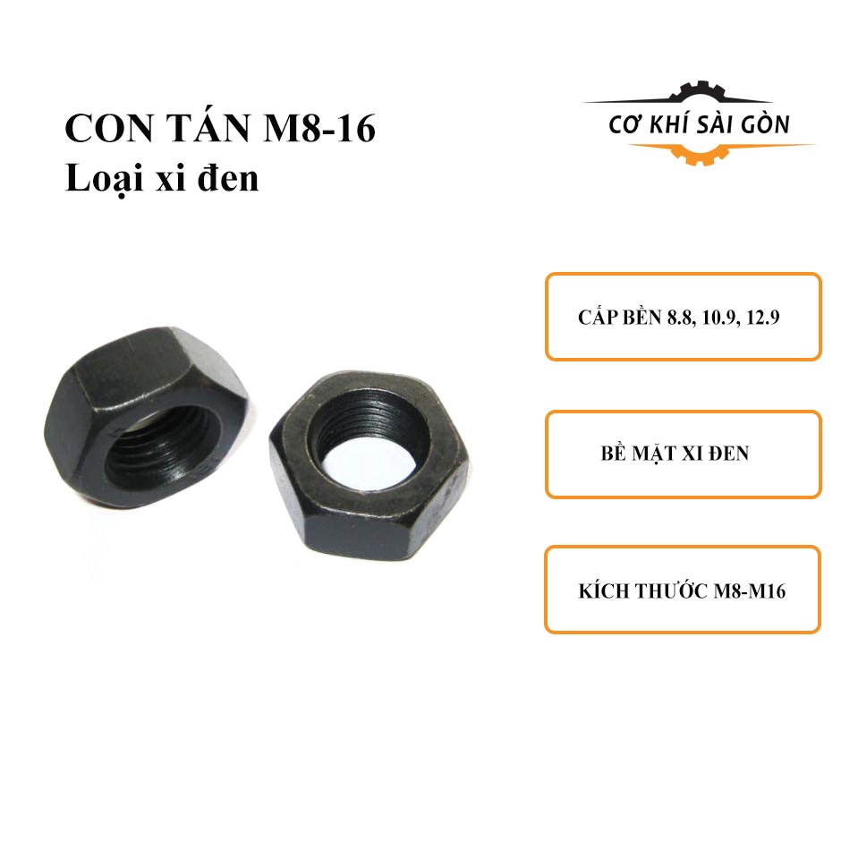 Con tán M8 M10 M12 M14 M16 -xi đen