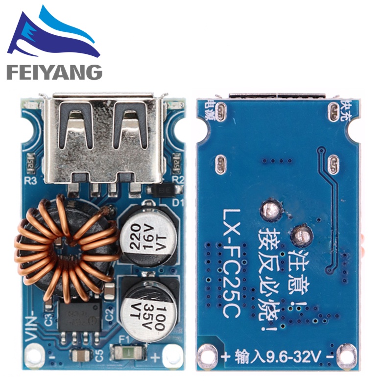 Mô đun hạ áp 12V 24V sang QC2.0 QC3.0 sạc nhanh cho điện thoại Apple Huawei