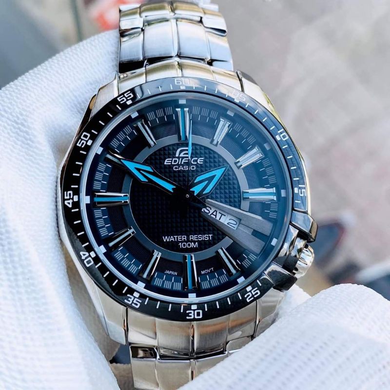 Đồng hồ-nam-Casio EDIFICE EF-130D-1A2VDF dây kim loại chổng gỉ thép 316l cao cấp chính hãng giá rẻ