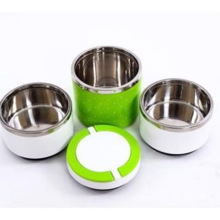 Cặp lồng giữ nhiệt 3 tầng chấm bi 1230ml