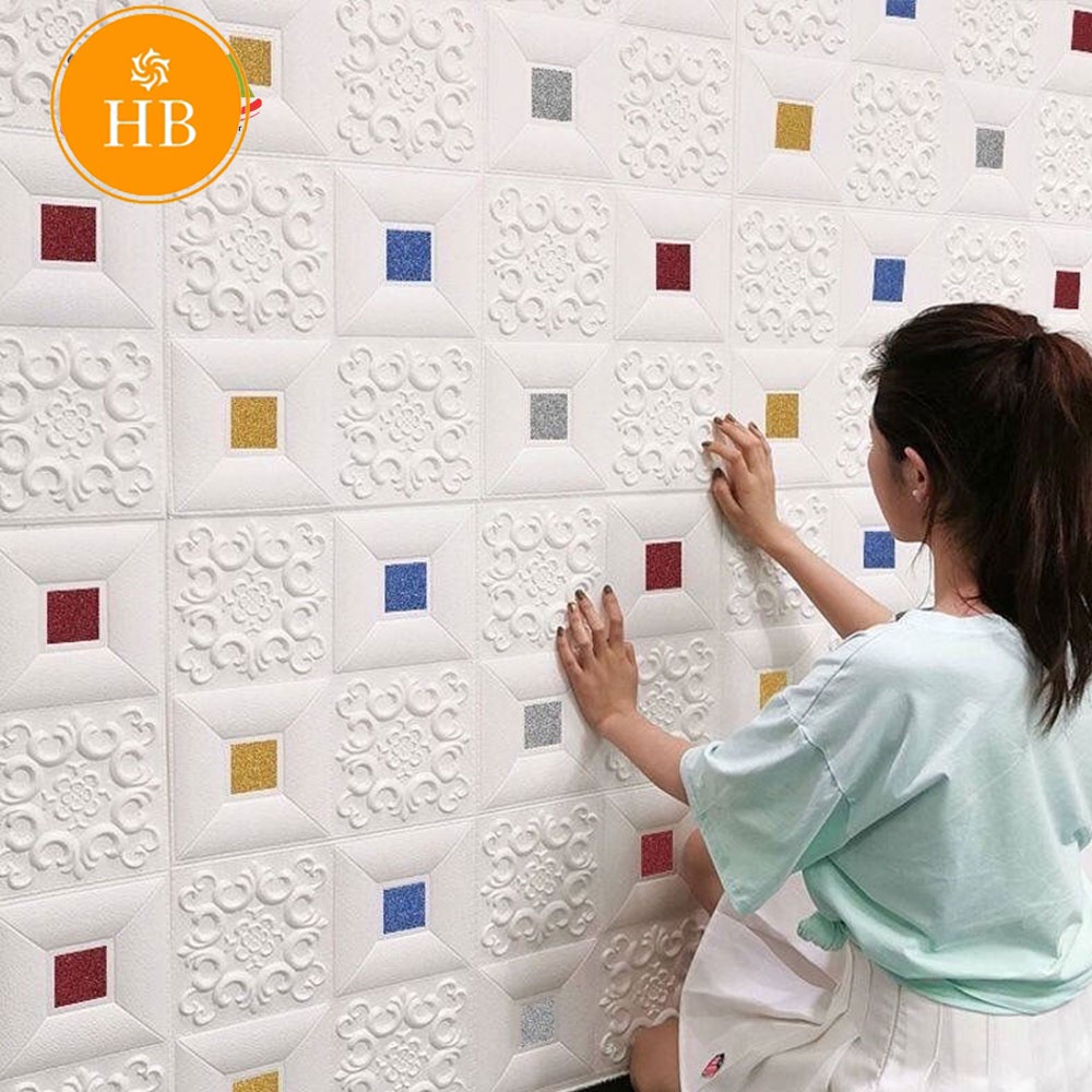 Xốp dán tường 3d bằng xốp tự dính cách âm chống thấm và chống ẩm dành cho phòng ngủ