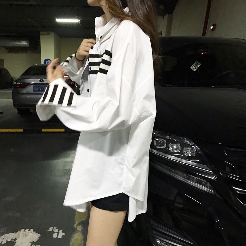 Áo Sơ Mi Trắng Dáng Rộng Phong Cách Hàn Quốc Cho Nữ
