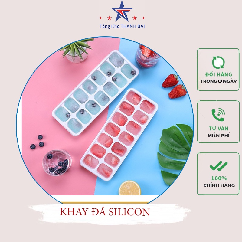 Khay Đựng Đá Khay Đá Khay Đựng Đồ Ăn Dặm Silicon Có Nắp Đậy An Toàn Tiện Dụng