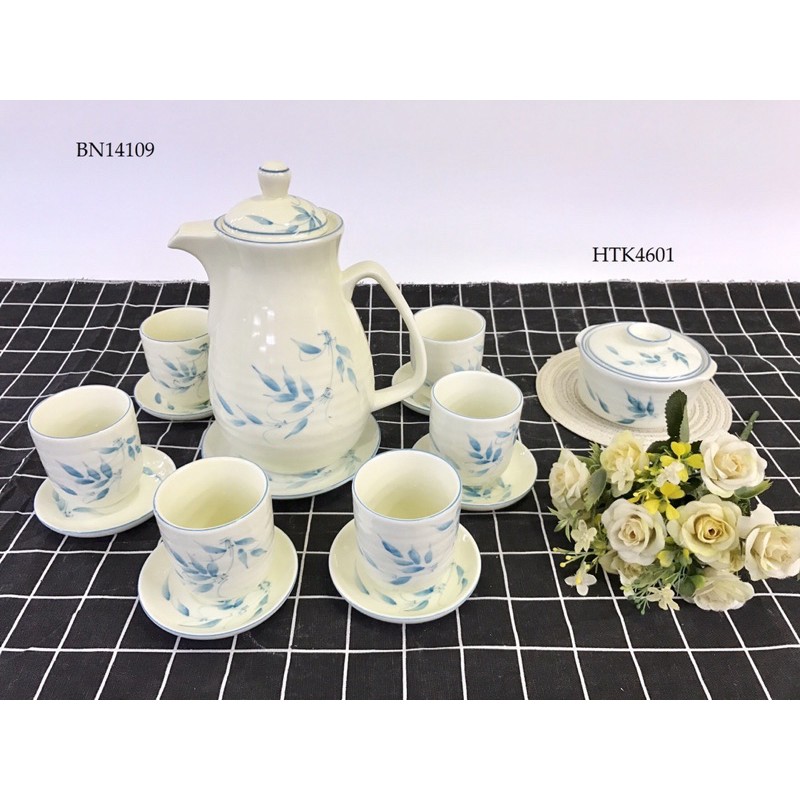 Bộ bình trà gốm sứ Bát Tràng ( ib để chọn mẫu)