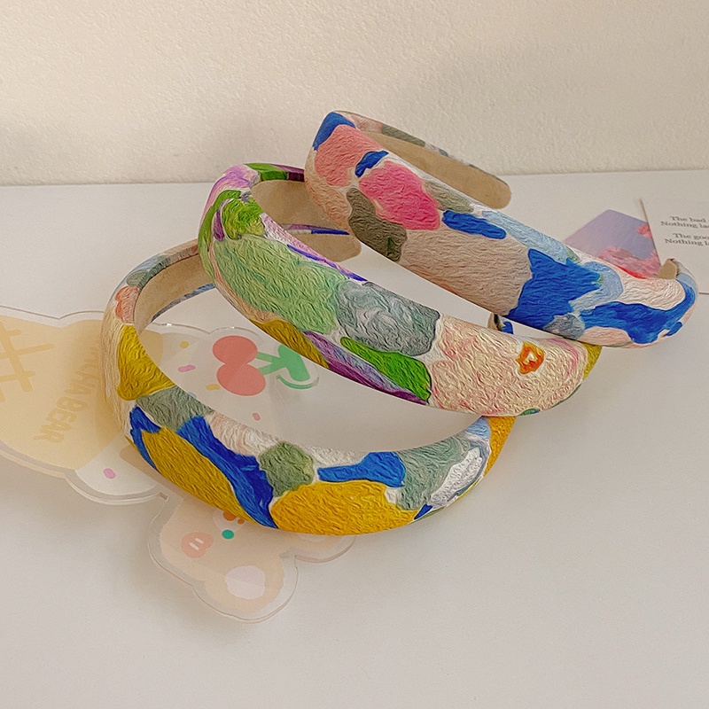 Băng Đô Cài Tóc Họa Tiết Tranh Sơn Dầu Phong Cách Mới Cho Nữ