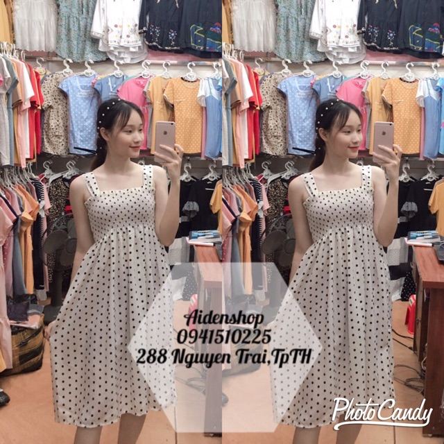 Váy bầu thời trang Aidenshop đầm bầu thiết kế 2 dây xinh mùa hè