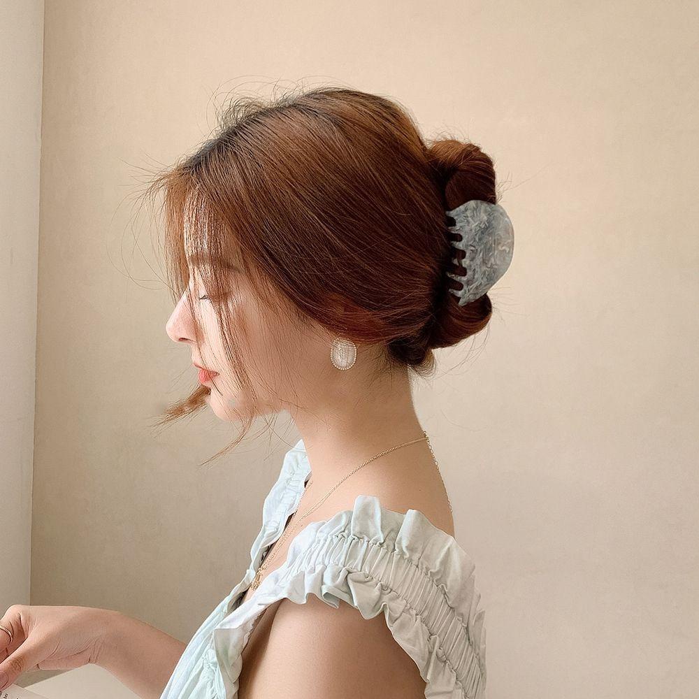 Kẹp Tóc Hình Bán Nguyệt Họa Tiết Đá Cẩm Thạch Đơn Giản Phong Cách Vintage Cho Nữ
