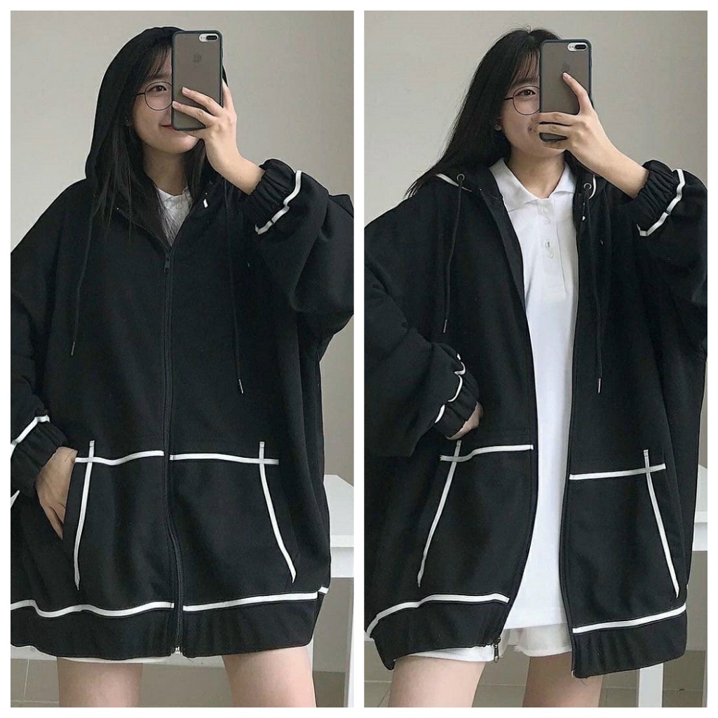 Áo khoác hoodie dây kéo form rộng VIỀN RÓT áo khoác Unisex nam nữ thời trang có mũ cá tính - CUTEZOO | BigBuy360 - bigbuy360.vn