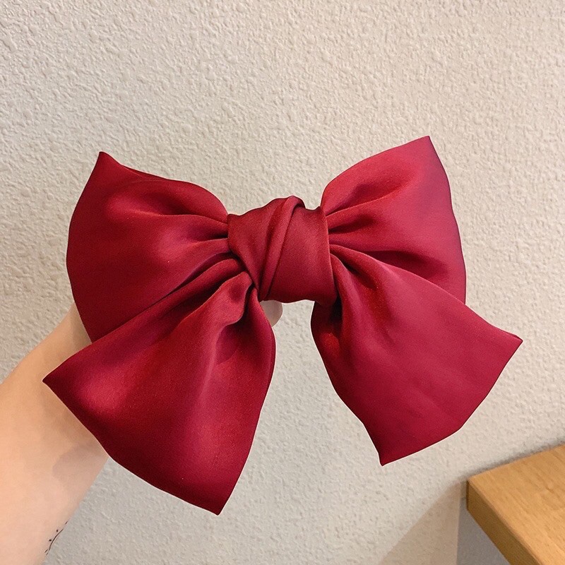 Kẹp Tóc Phối Nơ Bản To Vải Satin Cao Cấp MILA Kẹp Tóc Nơ Hàn Quốc